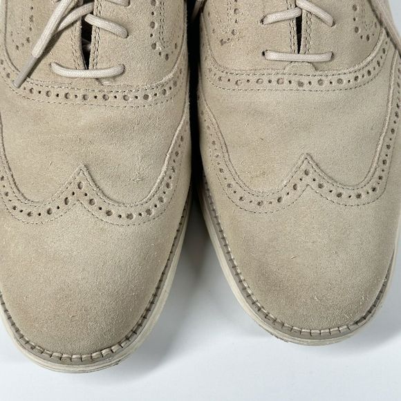 Cole Haan Lunargrand Wingtip Cream Beige Suede Shoes C24917  Mens Size 10 M main image 14